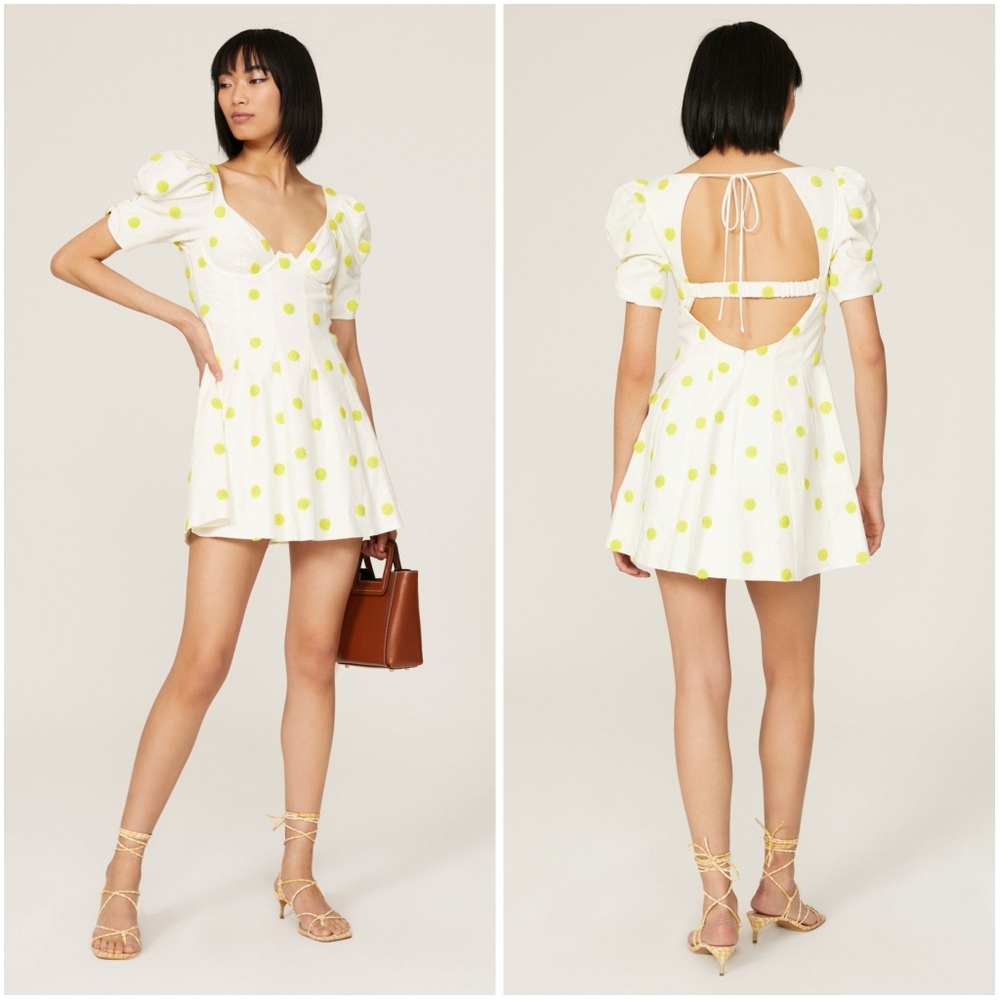 For Love & Lemons Claude Mini Dress Polka Dot Medium NWT New